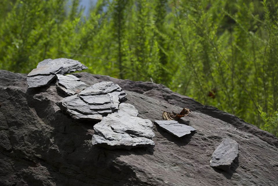 Rock near Kayford Mountain south of Charleston, West Virginia, as seen Aug. 19, 2014. The Catholic Committee of Appalachia, a membership-based organization, has served Appalachia, the poor and creation since 1970. (CNS/Tyler Orsburn)