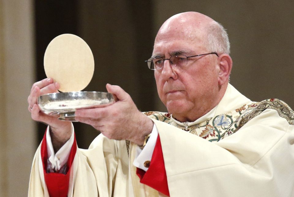 Archbishop Joseph Naumann of Kansas City, Kansas, chairman of the U.S. bishops' Committee on Pro-Life Activities, celebrates Mass Jan. 17, 2019, at the Basilica of the National Shrine of the Immaculate Conception in Washington. (CNS/Gregory A. Shemitz)