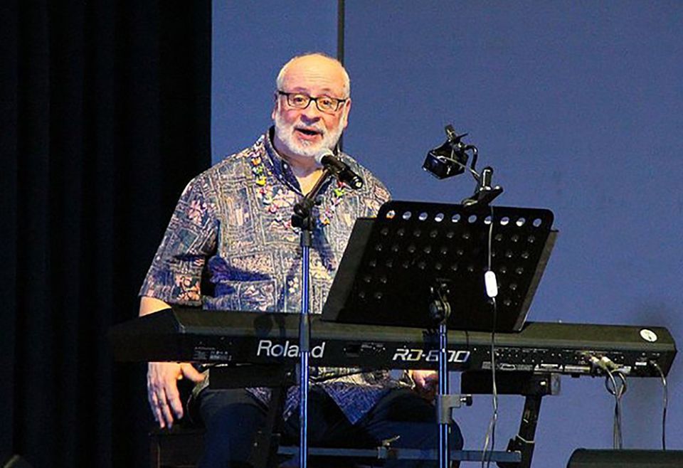 Catholic composer David Haas is shown in a concert at the Ateneo de Manila University in Quezon City, Philippines, in this 2016 photo. (CNS/Titopao, CC BY-SA 4.0)