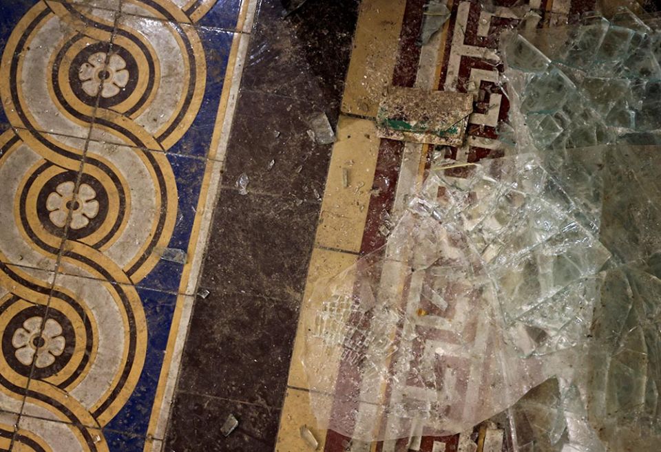 Broken glass is seen on the floor of the U.S. Capitol in Washington Jan. 7, 2021, after supporters of then-President Donald Trump occupied the building the previous day. (CNS/Reuters/Jonathan Ernst)