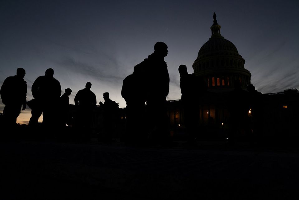 A unit of the D.C. National Guard bolster the security presence around the U.S. Capitol Jan. 7 in Washington, one day after supporters of President Donald Trump breached the building. (CNS/Jonathan Ernst, Reuters)