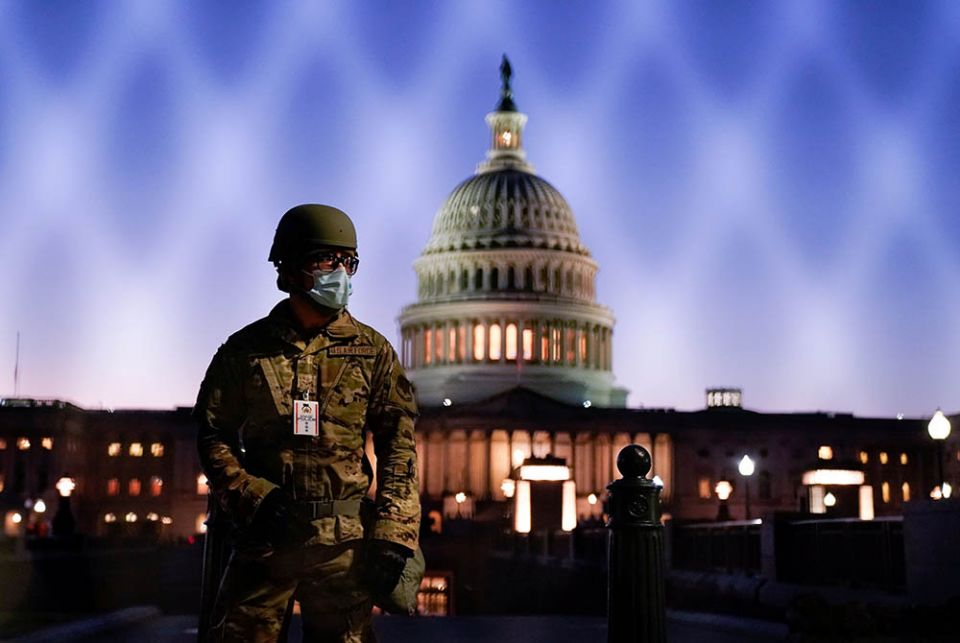 National Guard members gather at the U.S. Capitol Jan. 12, 2021, in Washington. (CNS/Erin Scott, Reuters) National Guard members gather at the U.S. Capitol Jan. 12, 2021, in Washington. (CNS/Erin Scott, Reuters)
