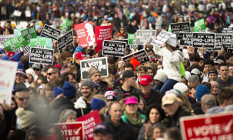 People gather during the annual March for Life rally Jan. 24, 2020, in Washington. (CNS/Tyler Orsburn)