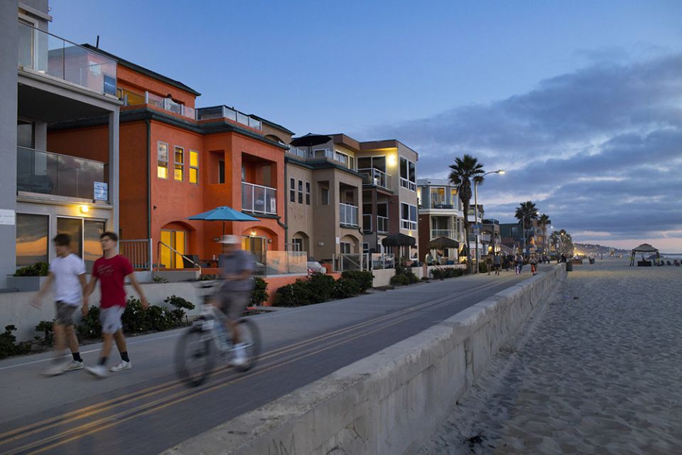 The Mission Beach boardwalk is seen at sunset in San Diego Oct. 10, 2020. (CNS/Nancy Wiechec)
