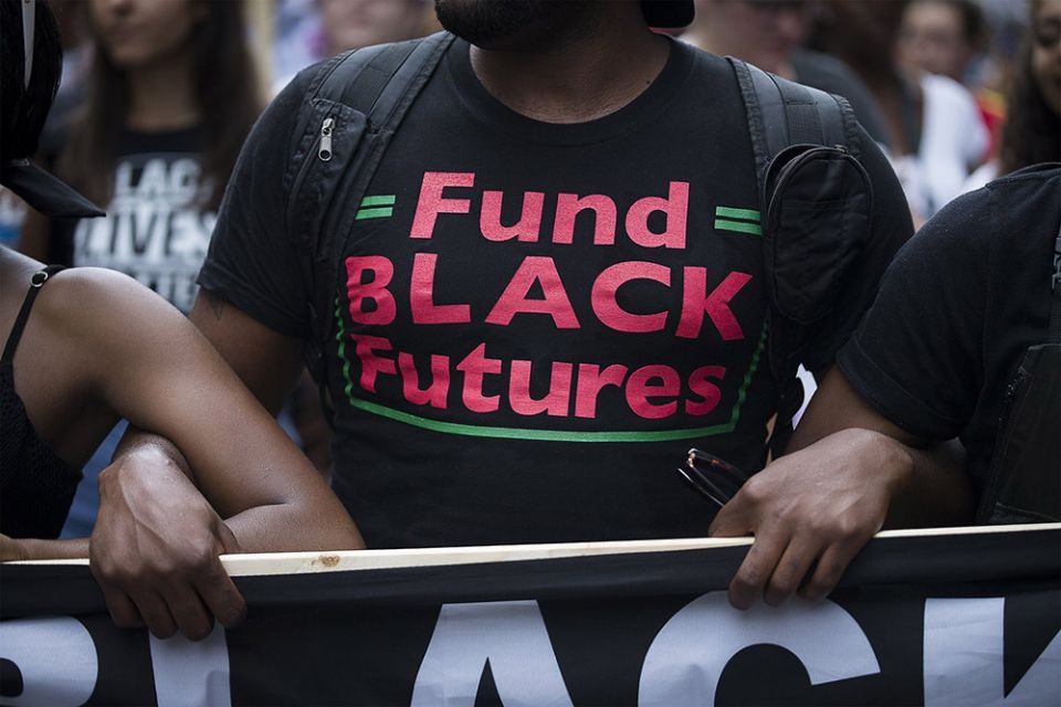 Black Lives Matter demonstrators are seen near Lafayette Square in Washington Aug. 12, 2018. (CNS/Tyler Orsburn) Black Lives Matter demonstrators are seen near Lafayette Square in Washington Aug. 12, 2018. (CNS/Tyler Orsburn)