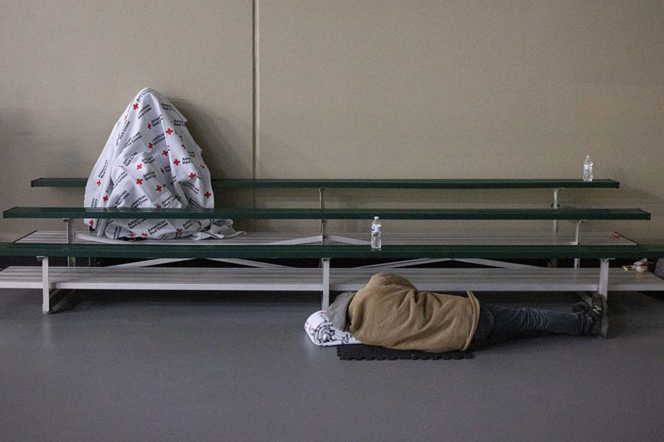 People take refuge at a shelter in Galveston, Texas, Feb. 18, after record-breaking winter temperatures hammered the region. (CNS/Reuters/Adrees Latif) People take refuge at a shelter in Galveston, Texas, Feb. 18, after record-breaking winter temperatures hammered the region. (CNS/Reuters/Adrees Latif)