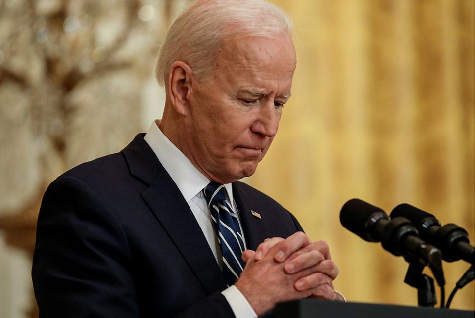 President Joe Biden holds his first formal news conference at the White House March 25 in Washington. (CNS/Leah Millis, Reuters)