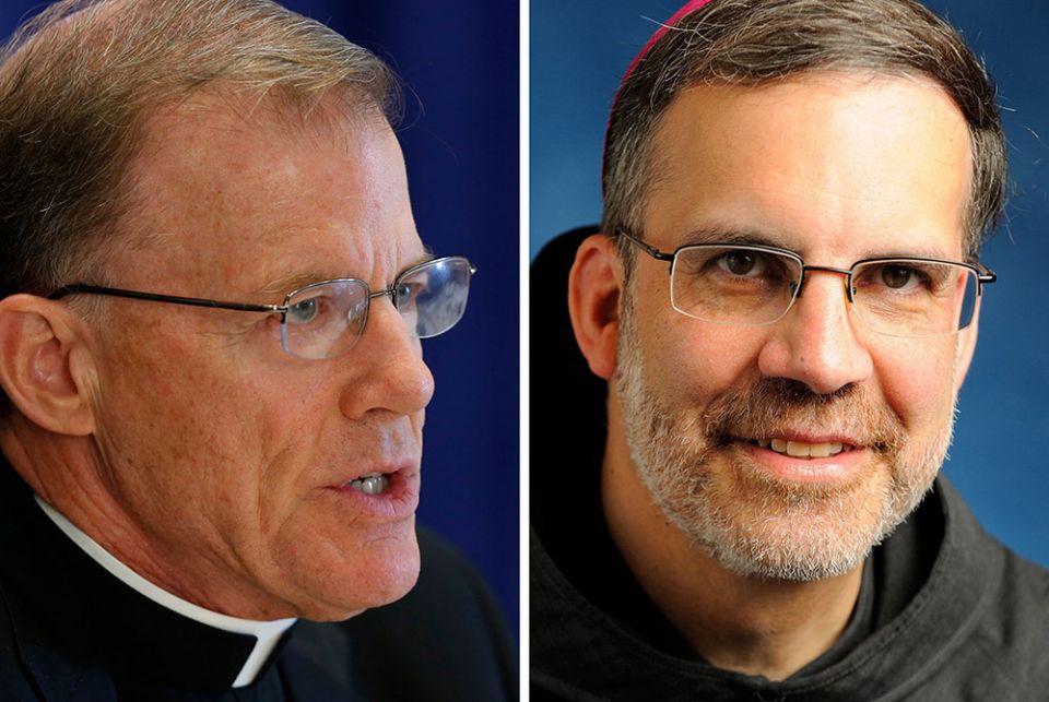 Archbishop John Wester of Santa Fe, New Mexico, and Bishop John Stowe of Lexington, Kentucky, are seen in this composite photo. (CNS composite/photos by Bob Roller; Diocese of Lexington) Archbishop John Wester of Santa Fe, New Mexico, and Bishop John Stowe of Lexington, Kentucky, are seen in this composite photo. (CNS composite/photos by Bob Roller; Diocese of Lexington)