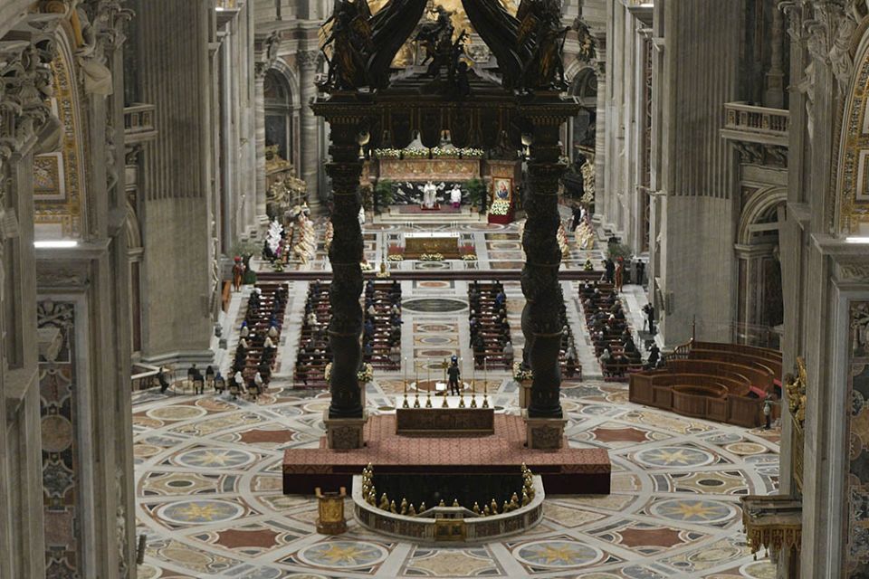 Pope Francis celebrates the Easter Vigil in St. Peter's Basilica at the Vatican April 3. (CNS/Vatican Media) Pope Francis celebrates the Easter Vigil in St. Peter's Basilica at the Vatican April 3. (CNS/Vatican Media)