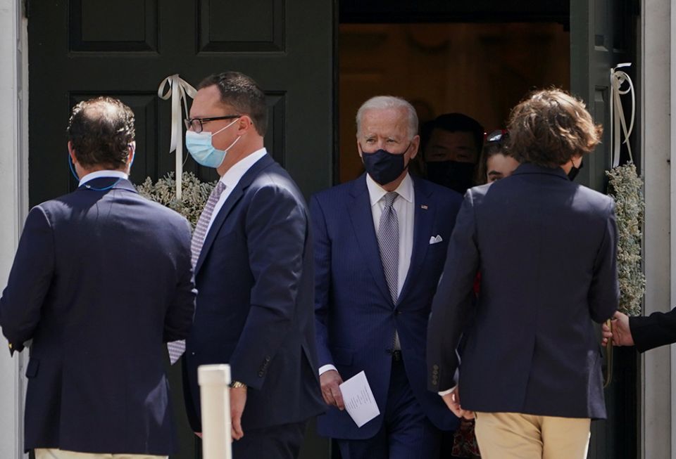 President Joe Biden departs church after the confirmation of his grandson Hunter at St. Joseph on the Brandywine Catholic Church in Greenville, Delaware, April 18. (CNS/Reuters/Kevin Lamarque) President Joe Biden departs church after the confirmation of his grandson Hunter at St. Joseph on the Brandywine Catholic Church in Greenville, Delaware, April 18. (CNS/Reuters/Kevin Lamarque)