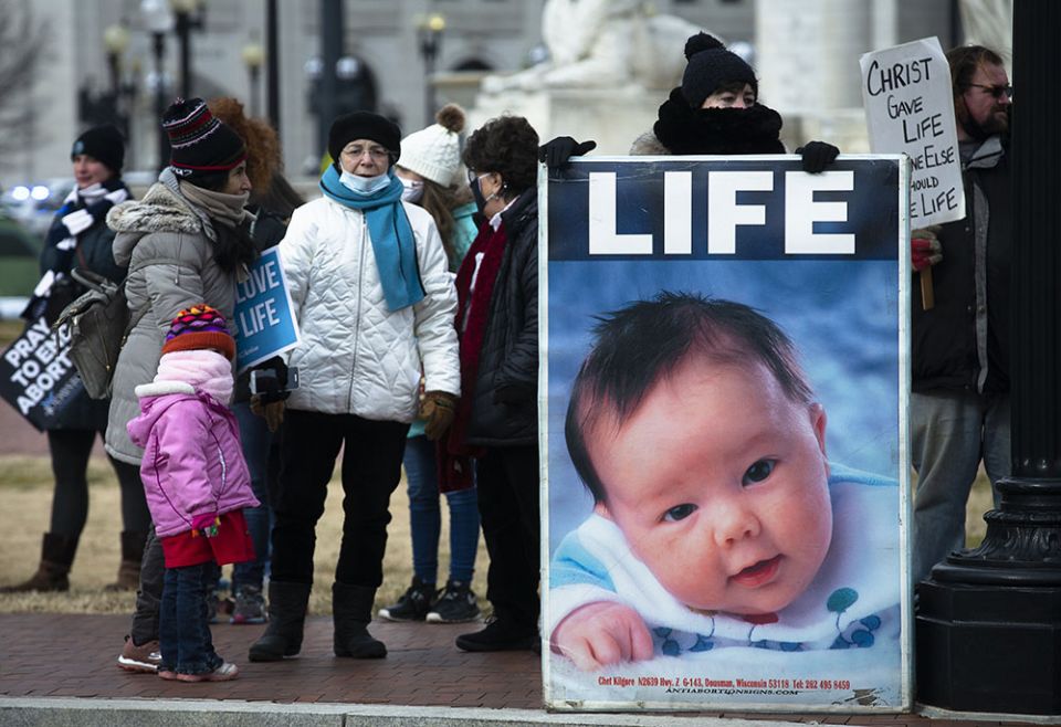March for Life participants demonstrate near Union Station in Washington, D.C., Jan. 29, 2021. (CNS/Tyler Orsburn)