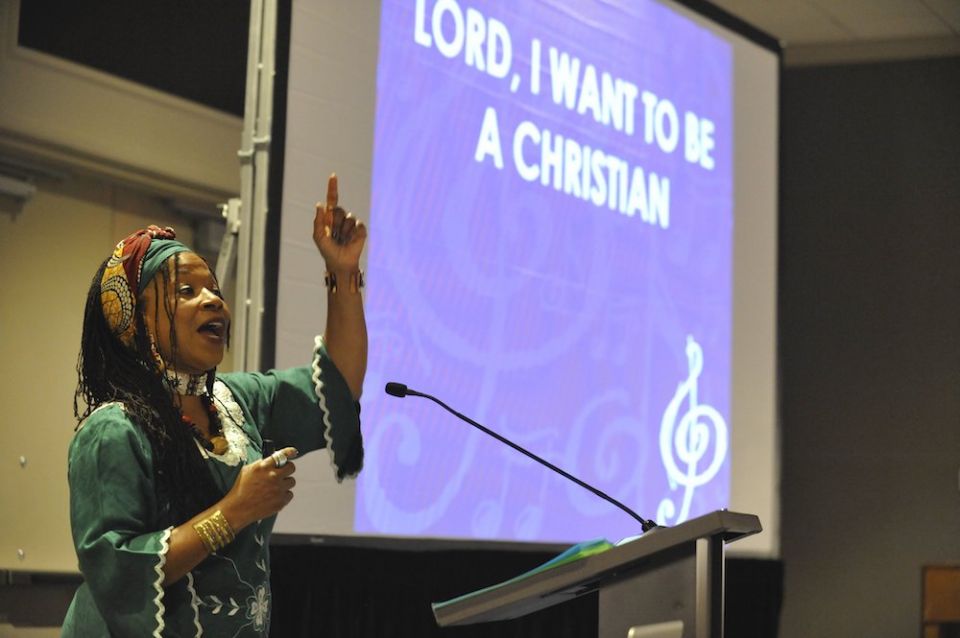ValLimar Jansen, a catechetical speaker, singer and composer, offers a workshop on the gift of African American sacred music during the annual conference of the National Association of Pastoral Musicians in New Orleans July 27-30. (CNS/Clarion Herald)