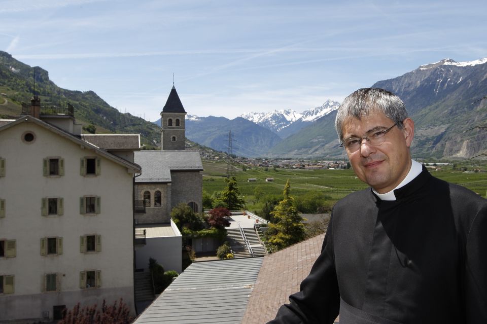 Father Arnaud Sélégny of the Society of St. Pius X is pictured at the society's seminary in Econe, Switzerland, in this May 10, 2012, file photo. Father Sélégny, secretary general of the SSPX, said that getting vaccinated against COVID-19 may be a morally