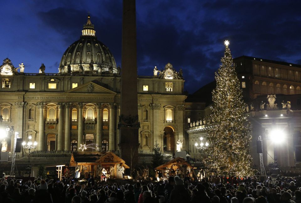 The Christmas tree sparkles after a lighting ceremony in St. Peter's Square at the Vatican in this Dec. 5, 2019, file photo.  (CNS photo/Paul Haring)
