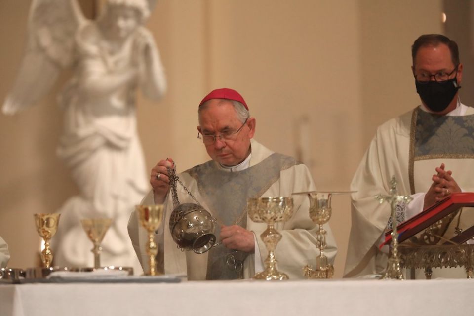 Archbishop José Gomez of Los Angeles swings a censer as he concelebrates Mass at the Basilica of the National Shrine of the Assumption of the Blessed Virgin Mary Nov. 15, 2021, in Baltimore during the bishops' fall general assembly. (CNS/Bob Roller) Archbishop José Gomez of Los Angeles swings a censer as he concelebrates Mass at the Basilica of the National Shrine of the Assumption of the Blessed Virgin Mary Nov. 15, 2021, in Baltimore during the bishops' fall general assembly. (CNS/Bob Roller)