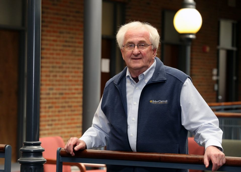 Author and lecturer Father Donald Cozzens is shown on the campus of John Carroll University in suburban Cleveland May 12, 2015. (CNS photo/William Rieter)