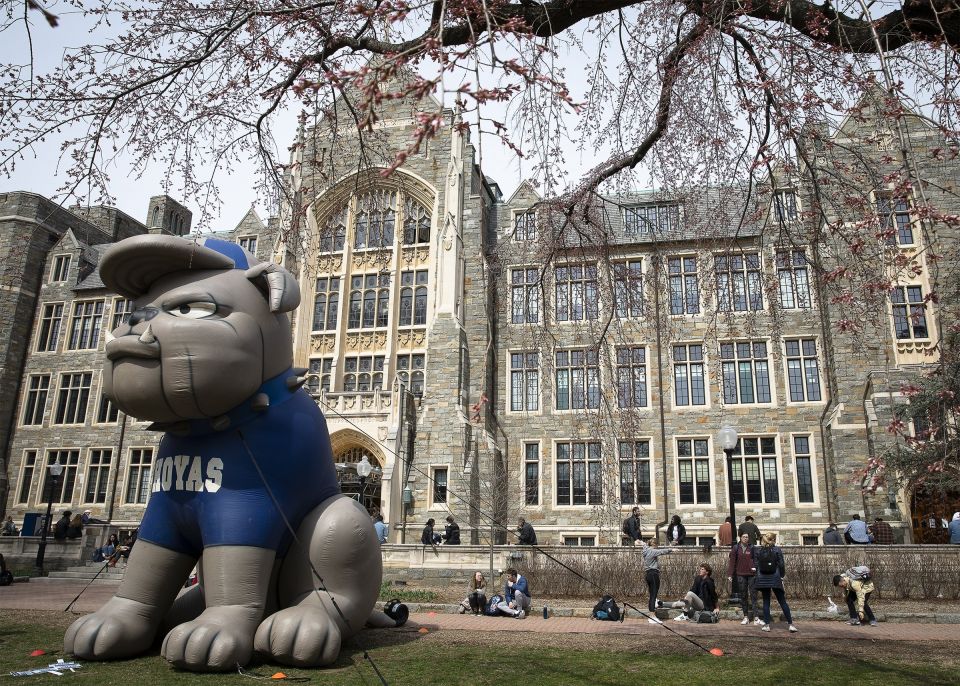 Students are seen on the campus of Georgetown University in Washington March 20, 2019. (CNS photo/Tyler Orsburn)