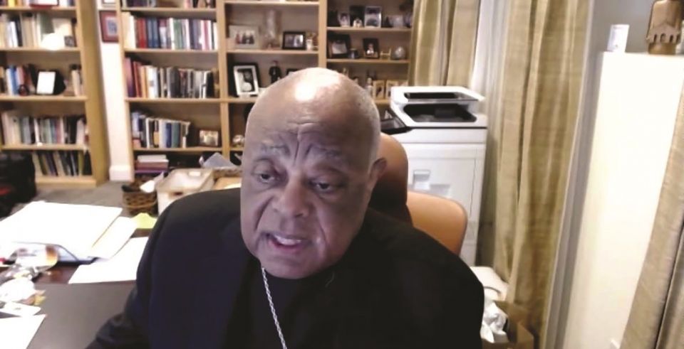 Washington Cardinal Wilton D. Gregory delivers a Zoom address Feb. 3, 2022, on "Race and the Catholic Church" during a Black History Month event sponsored by the St. Thomas More Catholic Community at Yale University. (CNS screen grab/Richard Szczepanowski