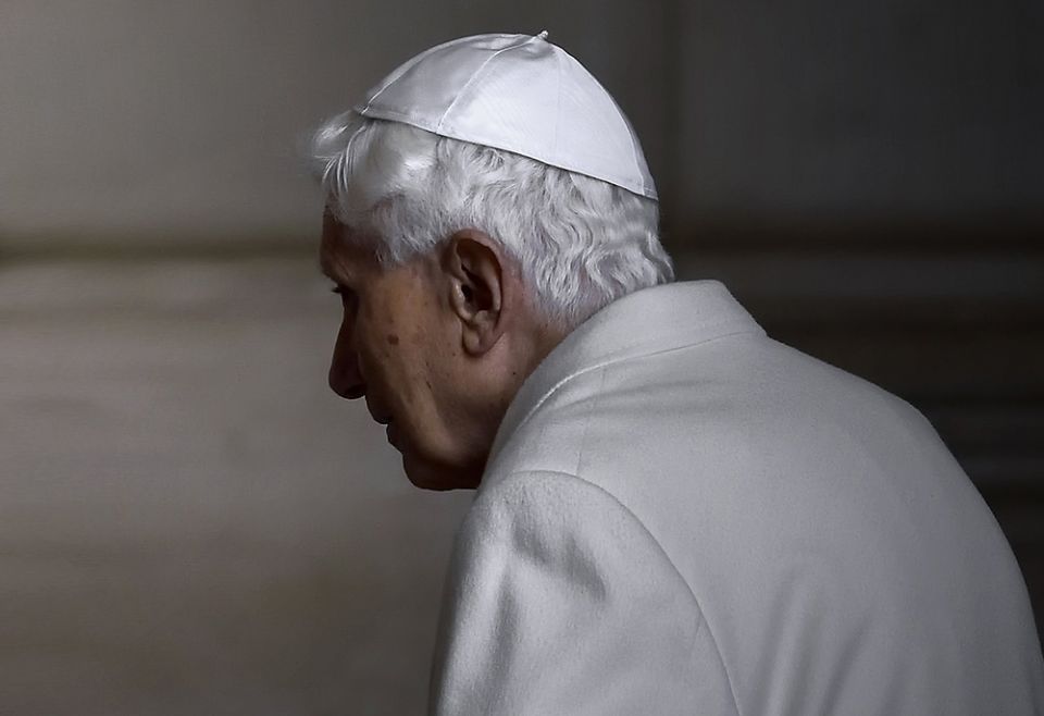 Pope Benedict XVI attends the opening of the Holy Door to inaugurate the Jubilee Year of Mercy, in St. Peter's Basilica at the Vatican in this Dec. 8, 2015, file photo. (CNS/Stefano Spaziani, pool)