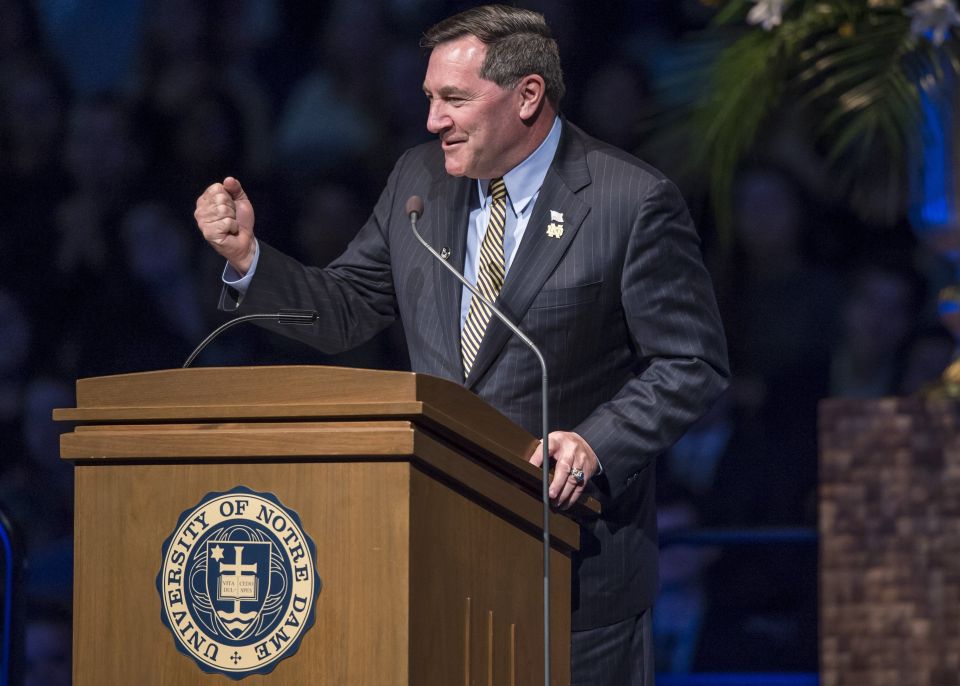 Joe Donnelly, a Catholic lawyer and former U.S. senator from Indiana, is pictured in a March 4, 2015, photo at the University of Notre Dame in South Bend, Ind. (CNS photo/Barbara Johnston, University of Notre Dame)