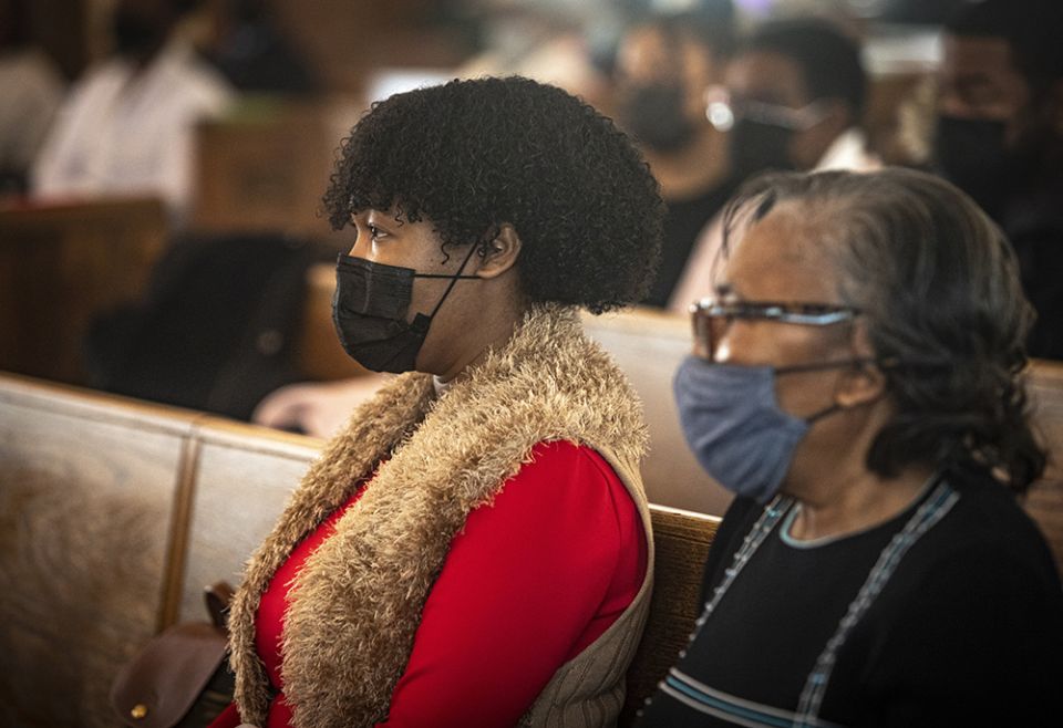 Parishioners attend Mass at St. Barbara Catholic Church in Philadelphia Feb. 6. (CNS/Chaz Muth)