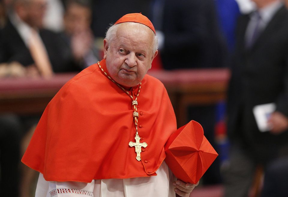 Polish Cardinal Stanislaw Dziwisz of Krakow, Poland, arrives for a consistory in St. Peter's Basilica at the Vatican in this June 28, 2018, file photo. (CNS/Paul Haring) Polish Cardinal Stanislaw Dziwisz of Krakow, Poland, arrives for a consistory in St. Peter's Basilica at the Vatican in this June 28, 2018, file photo. (CNS/Paul Haring)