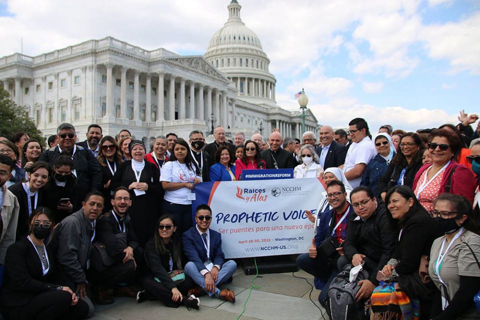Participants of the Raíces y Alas gathering are seen near the U.S. Capitol in Washington April 27. (CNS/Martin Soros via USCCB)