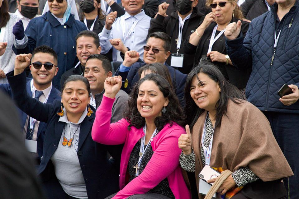Participants of the Raíces y Alas conference gather near the U.S. Capitol in Washington April 27. (CNS/Catholic Herald/Ana Lucia Batista)