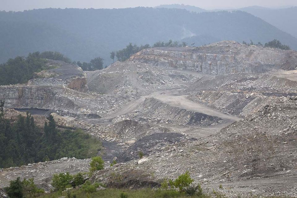 A mountaintop-removal coal mine on Kayford Mountain south of Charleston, West Virginia, is seen in 2014. (CNS/Tyler Orsburn)