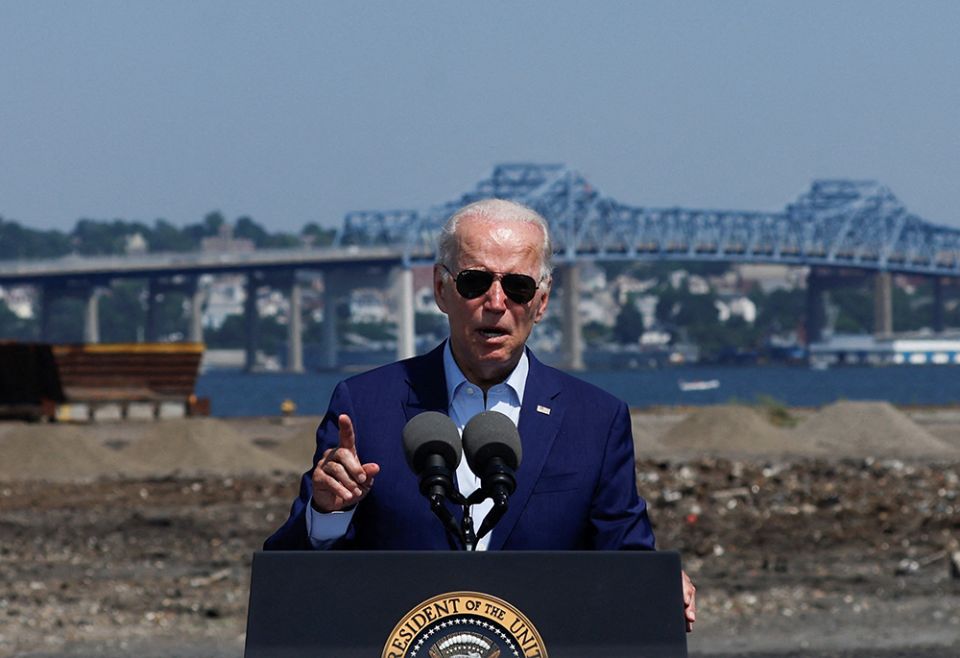 President Joe Biden delivers remarks on climate change and renewable energy at the site of the former Brayton Point Power Station July 20 in Somerset, Massachusetts. (CNS/Reuters/Jonathan Ernst)