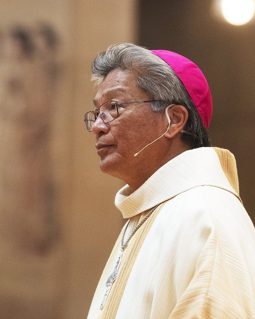 Auxiliary Bishop Alex D. Aclan of Los Angeles is seen during his episcopal ordination at the Cathedral of Our Lady of the Angels in Los Angeles May 16, 2019. (CNS photo/Victor Aleman, Angelus News)