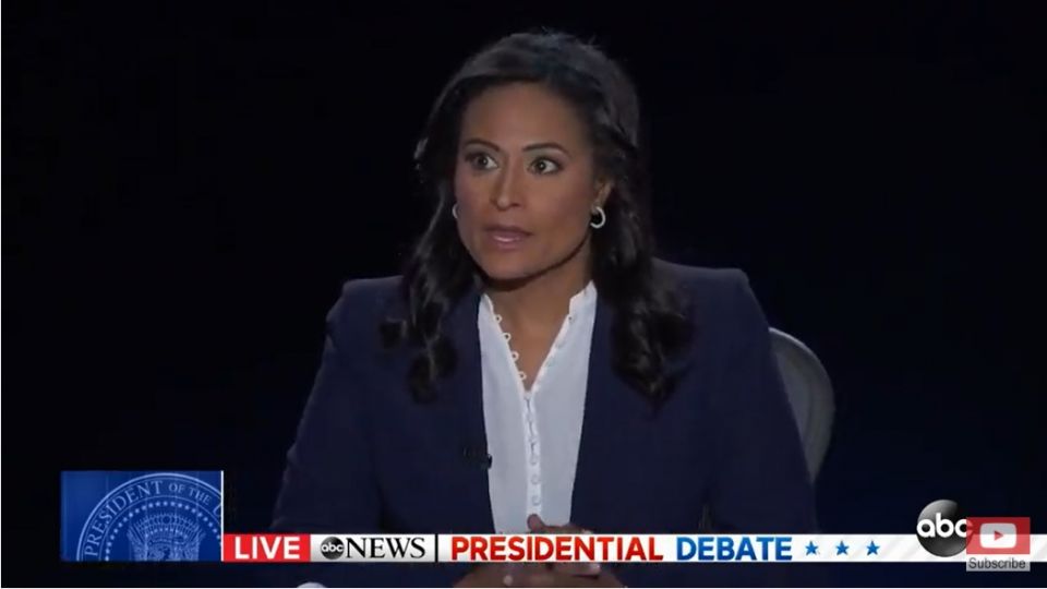 As debate moderator, NBC News' Kristen Welker did a good job with the new "mute" button so voters could hear what each candidate said. (NCR screenshot)
