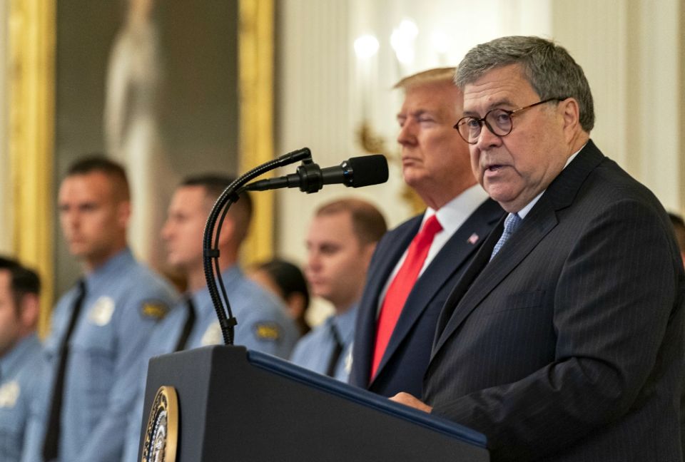 Attorney General William Barr delivers remarks at a Medal of Valor and Heroic Commendations ceremony Sep. 9, 2019, at the White House. (Flickr/The White House/Shealah Craighead) Attorney General William Barr delivers remarks at a Medal of Valor and Heroic Commendations ceremony Sep. 9, 2019, at the White House. (Flickr/The White House/Shealah Craighead)