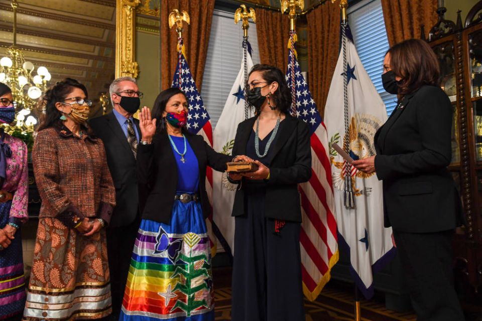 Interior Sec. Deb Haaland won confirmation by a razor-thin majority that included a "yes" vote by Sen. Lisa Murkowski (R-AK). (Flickr/U.S. Department of the Interior)