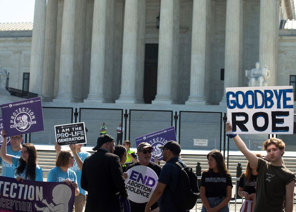 Pro-life demonstrators are seen near the U.S. Supreme Court in Washington June 15. The Supreme Court June 24 released an opinion that overturns Roe v. Wade after nearly 50 years. (CNS/Tyler Orsburn)