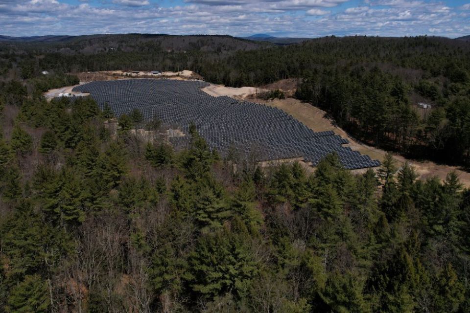 Solar panels are seen on Earth Day in Athol, Mass., April 22, 2022. (CNS photo/Brian Snyder, Reuters)