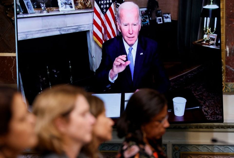 President Joe Biden delivers remarks from the White House during a virtual event in the Eisenhower Executive Office Building in Washington Aug. 3. He signed an executive order to allow Medicaid funds to be used to help low-income women pay for abortion. 