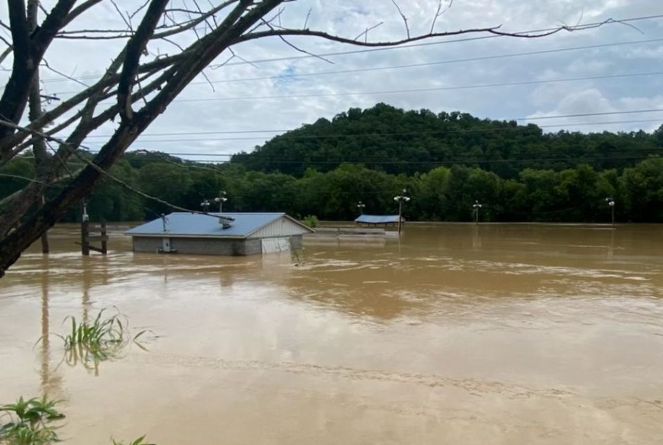 Floodwaters are seen in Jackson, Ky., July 28. Torrential rains fell late July 27 and into the next day in southeastern Kentucky, causing massive flooding that destroyed hundreds of homes and wiped out entire communities.