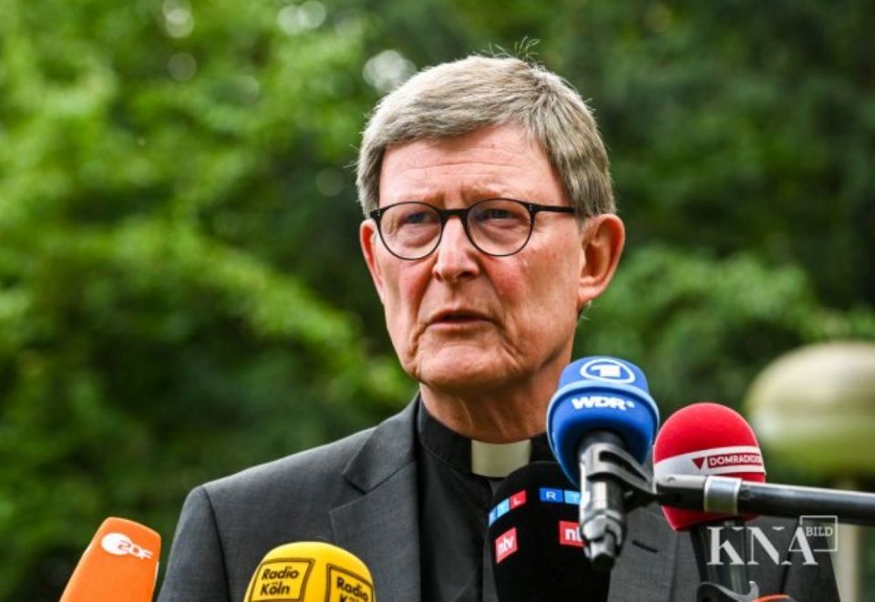 German Cardinal Rainer Maria Woelki speaks during a Sept. 24 news conference in Cologne. Pope Francis has refused his resignation but granted him a six-month period of spiritual reflection. (CNS/KNA/Harald Oppitz) 
