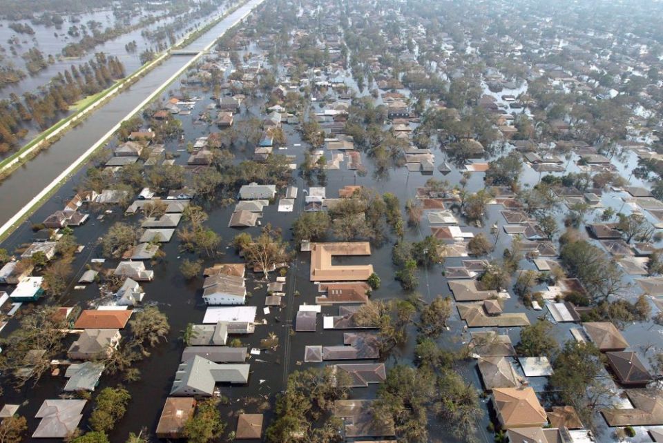 Houses in New Orleans are seen under water Sept. 5, 2005, after Hurricane Katrina swept through Louisiana, Mississippi and Alabama. (CNS/Reuters/Allen Fredrickson)