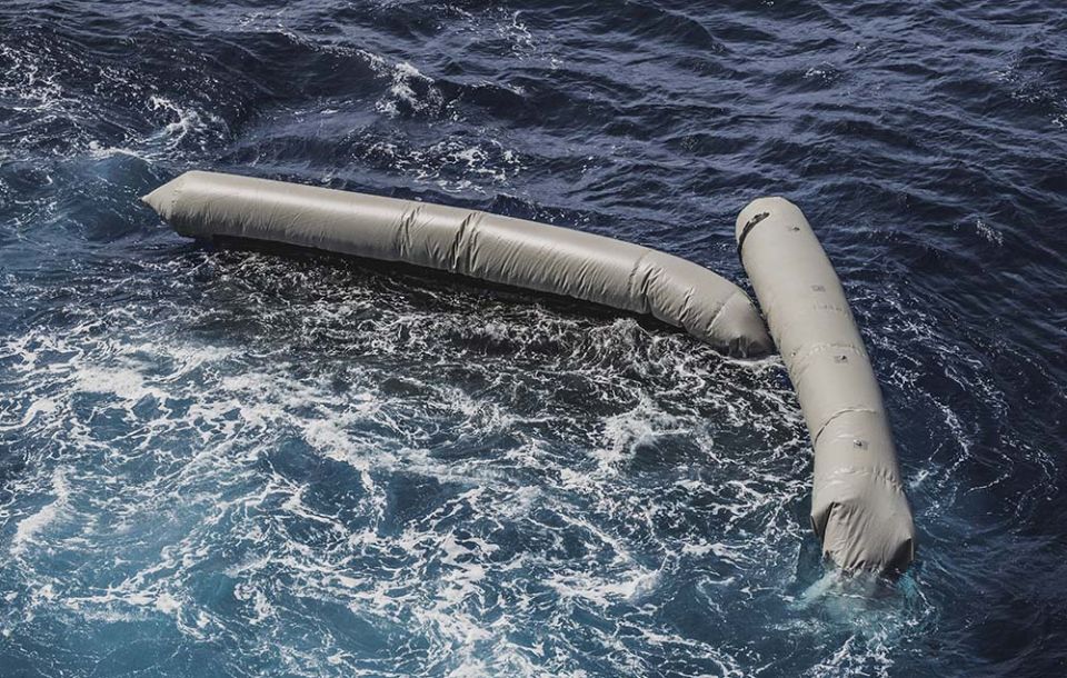 Debris from a dinghy that was supposedly carrying an estimated 130 migrants floats in the Mediterranean Sea northeast of the Libyan capital, Tripoli, April 22. (SOS Mediterranée via AP/Flavio Gasperini) Debris from a dinghy that was supposedly carrying an estimated 130 migrants floats in the Mediterranean Sea northeast of the Libyan capital, Tripoli, April 22. (SOS Mediterranée via AP/Flavio Gasperini)