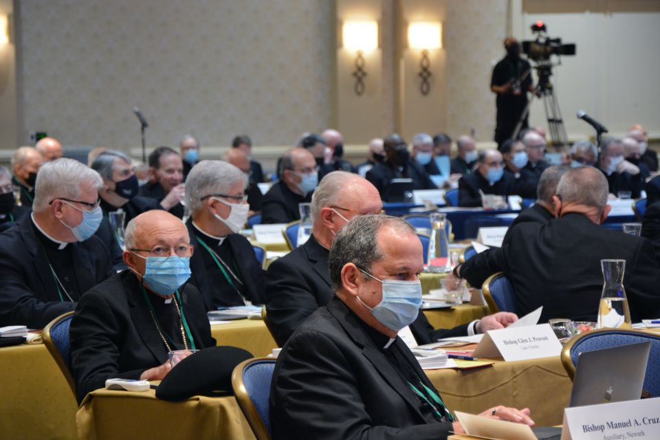 The United States Conference of Catholic Bishops holds its Fall General Assembly meeting, Tuesday, Nov. 16, 2021, in Baltimore. (RNS photo by Jack Jenkins)