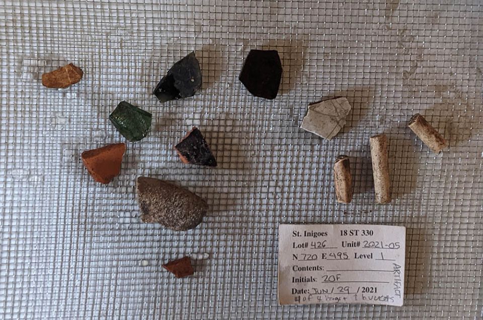 Artifiacts found at the dig site at St. Inigoes Artifiacts found at the St. Inigoes dig site in southern Maryland. (Robin Proudie)