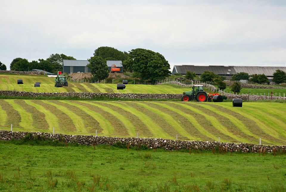 Baling silage on a farm near Maree, County Galway, Ireland (Wikimedia Commons/Eoin Gardiner)
