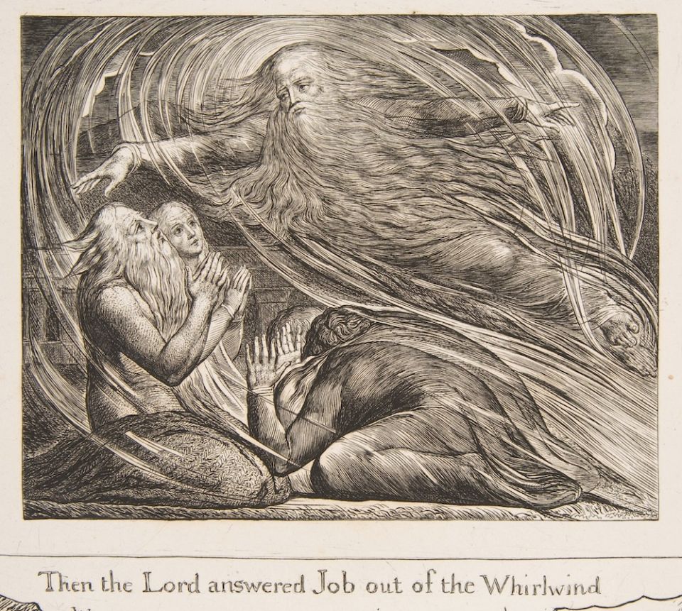 Detail of engraving "The Lord Answering Job out of the Whirlwind" by William Blake, 1825-26 (Metropolitan Museum of Art) Detail of engraving "The Lord Answering Job out of the Whirlwind" by William Blake, 1825-26 (Metropolitan Museum of Art)