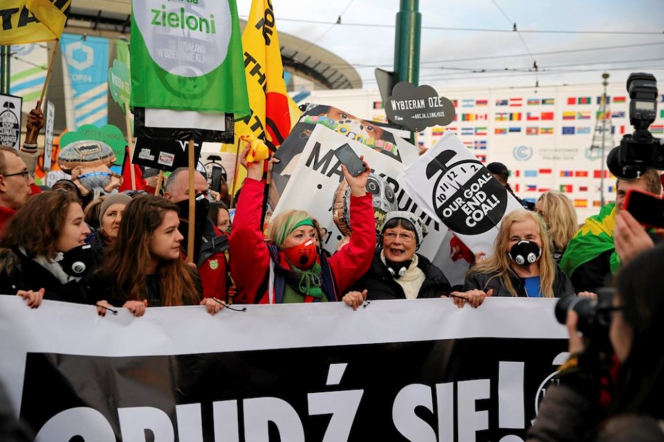 Protesters march outside the venue of the U.N. climate change conference, or COP24, Dec. 8, 2018, in Katowice, Poland. (CNS/Reuters/Kacper Pempel) Protesters march outside the venue of the U.N. climate change conference, or COP24, Dec. 8, 2018, in Katowice, Poland. (CNS/Reuters/Kacper Pempel)