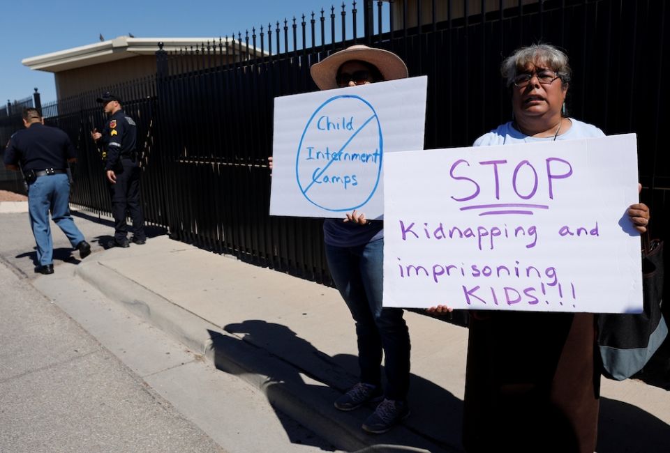 People in El Paso, Texas, protest the Trump administration June 19, 2018, for separating immigrant families suspected of illegally entering the U.S. (CNS/Reuters/Mike Blake) People in El Paso, Texas, protest the Trump administration June 19, 2018, for separating immigrant families suspected of illegally entering the U.S. (CNS/Reuters/Mike Blake)