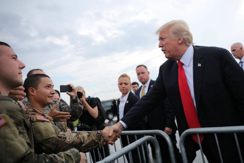 Trump and troops Trump and troops