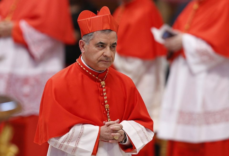 Italian Cardinal Angelo Becciu is pictured at the Vatican in this 2018 photo
