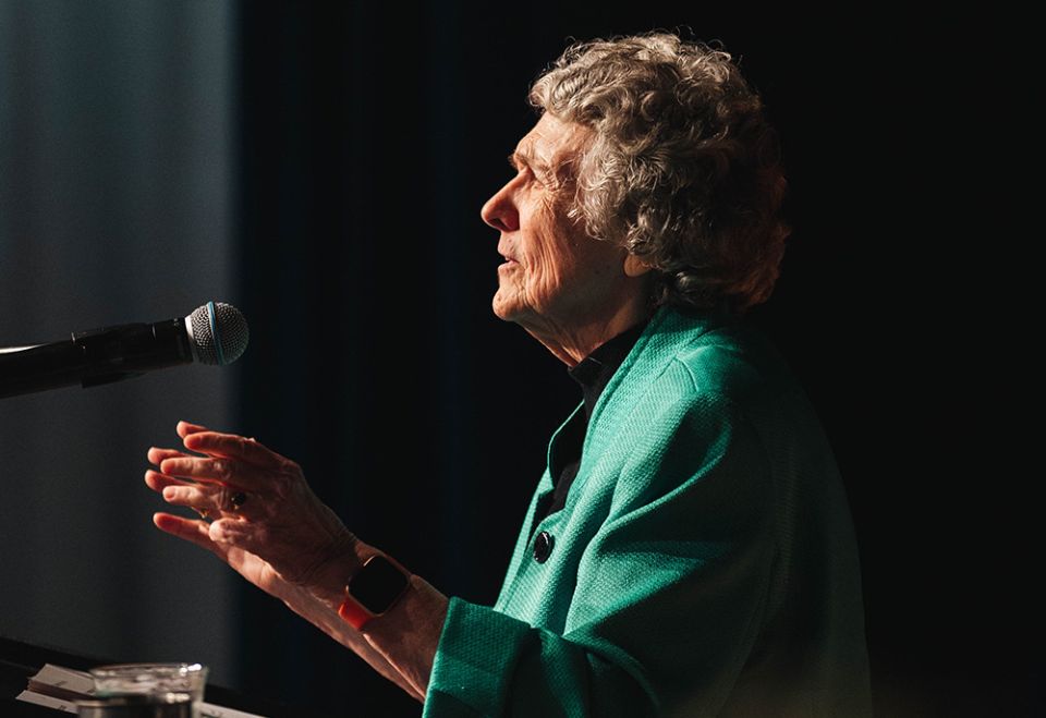 Benedictine Sr. Joan Chittister speaks at a forum hosted by the Australian church reform group Catalyst for Renewal in Sydney on May 31. (Courtesy of Catalyst for Renewal/Darcie Collington)